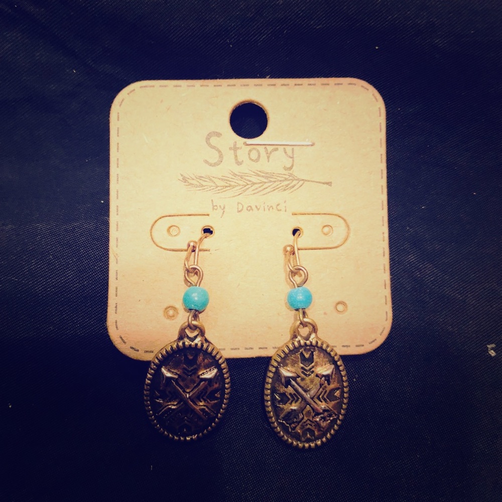 Turquoise and red gold earrings